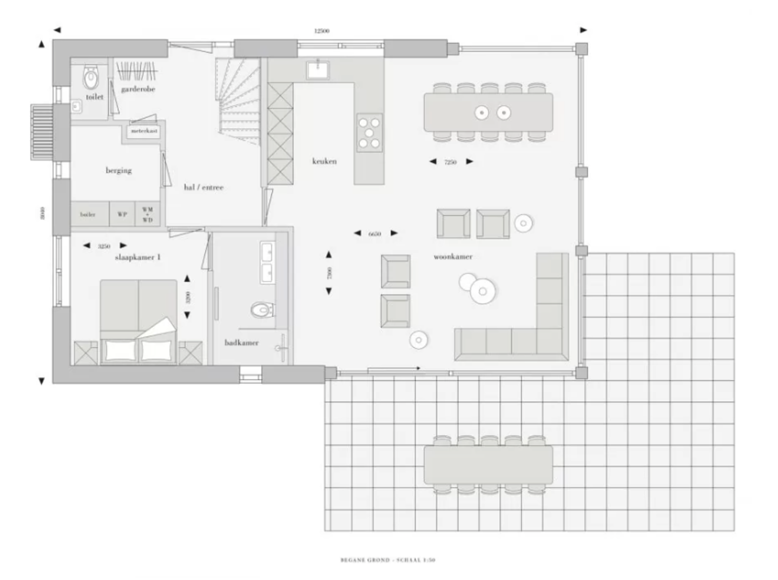 Plattegrond met tuin villa