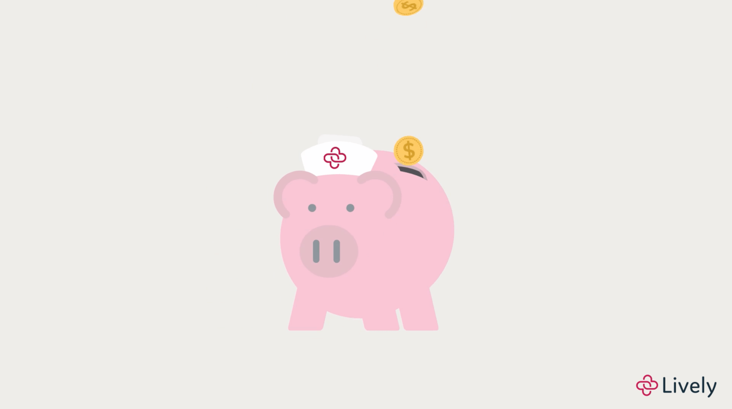 illustration of a piggy bank with a hat depicting the lively logo