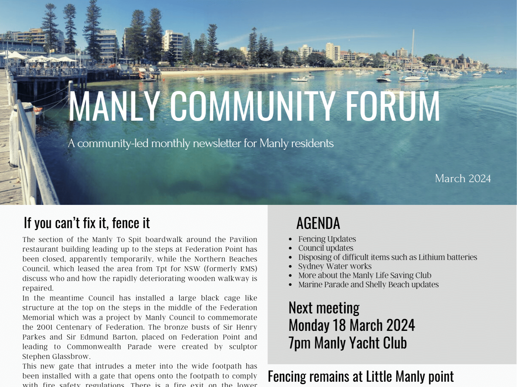 March 2024 Newsletter Manly Community Forum   MCFNewsletterMar24 1 