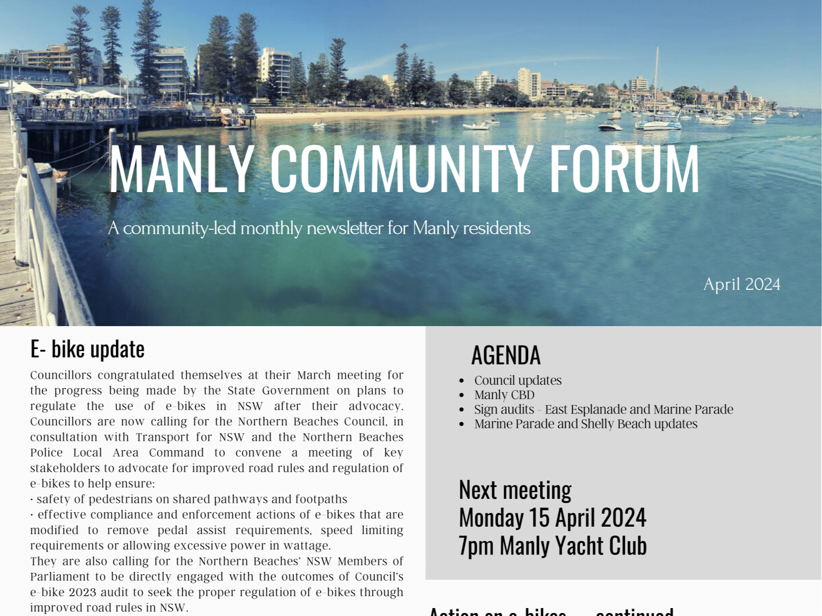 April 2024 Newsletter | Manly Community Forum
