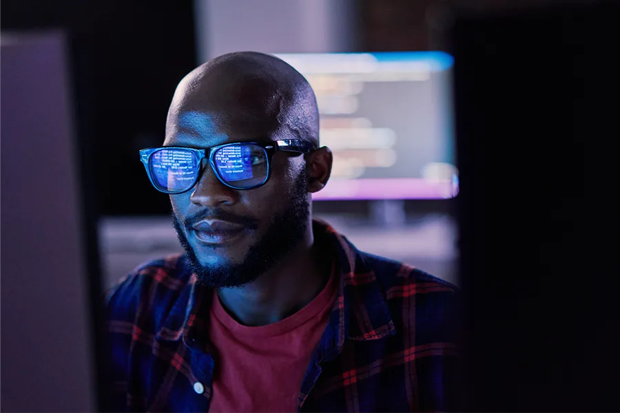 Man looking at computer