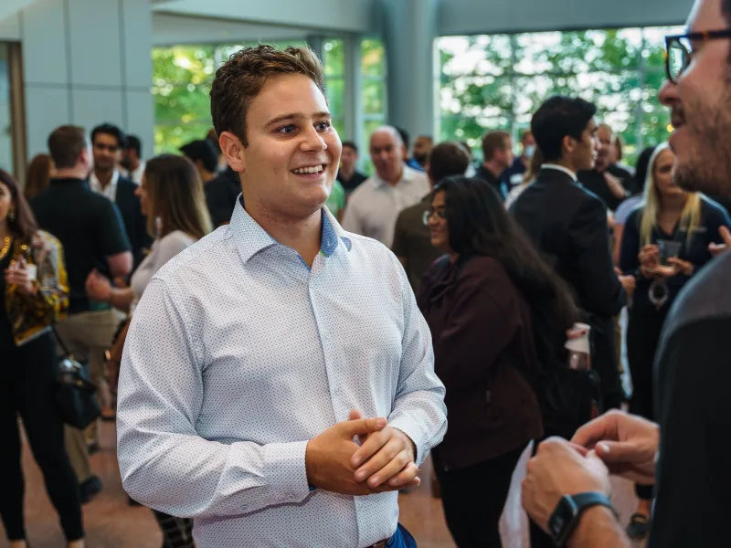 Student at networking expo