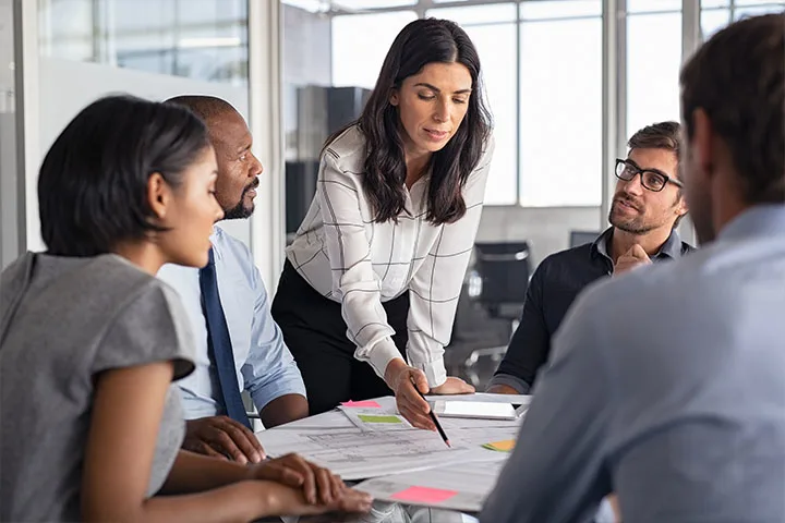 Woman leading meeting