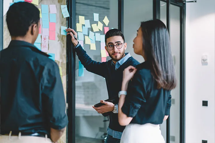 People collaborating in meetings
