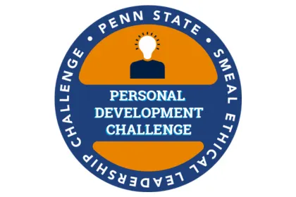 Badge for Personal Development Challenge. Penn State Smeal Ethical Leadership Challenge.