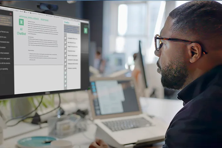 Man looking at computer screen