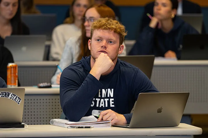 Student paying attention in class.