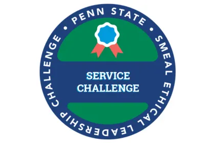 Badge for Service Challenge. Penn State Smeal Ethical Leadership Challenge.
