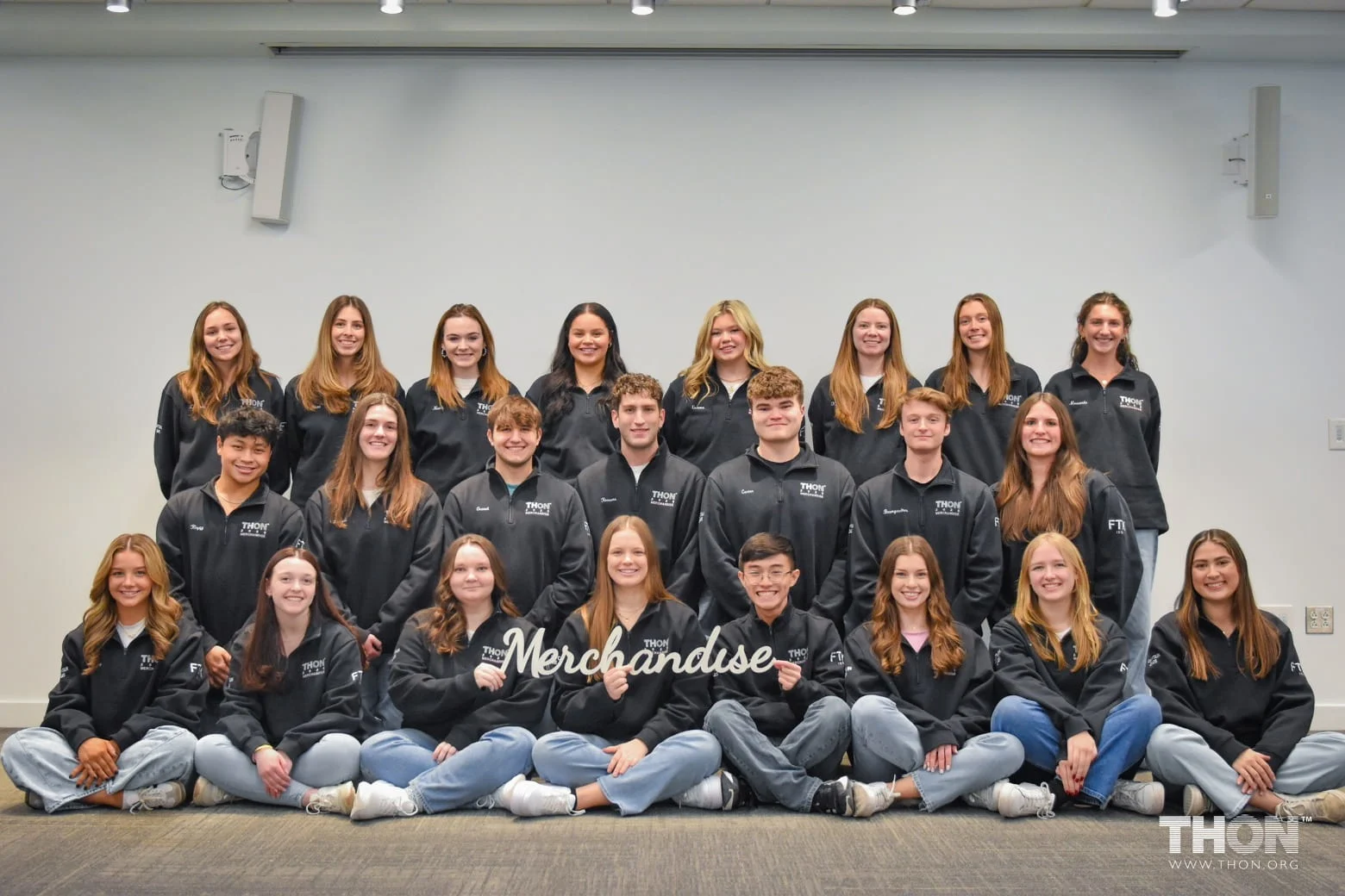 THON 2025 Merchandise Committee group portrait.