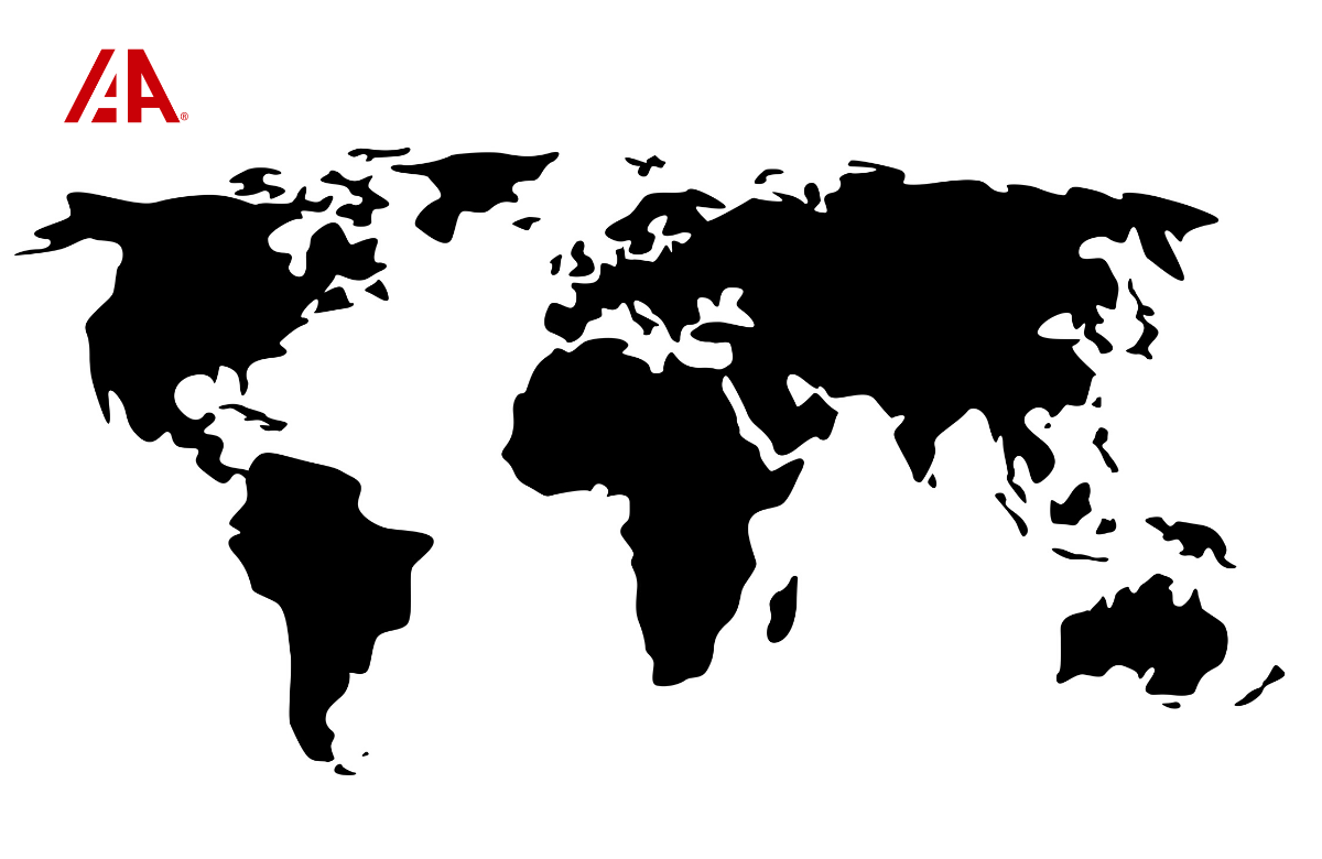 IAA logo with map of the world