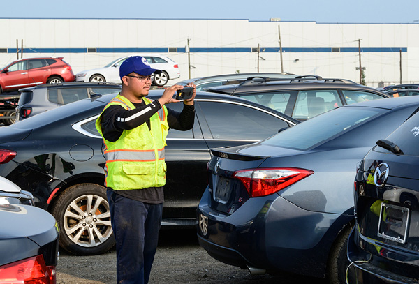 IAA Employee at IAA Branch location taking pictures of vehicles