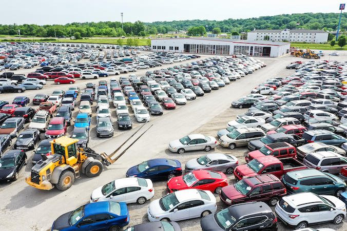 Full view of cars in IAA branch lot 
