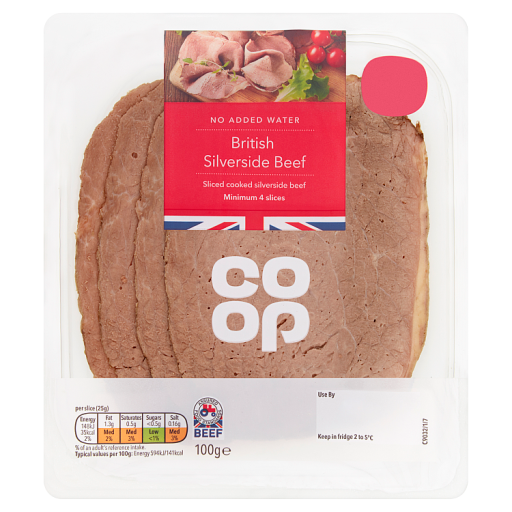 Co-op Sliced cooked British Beef Silvers 100g