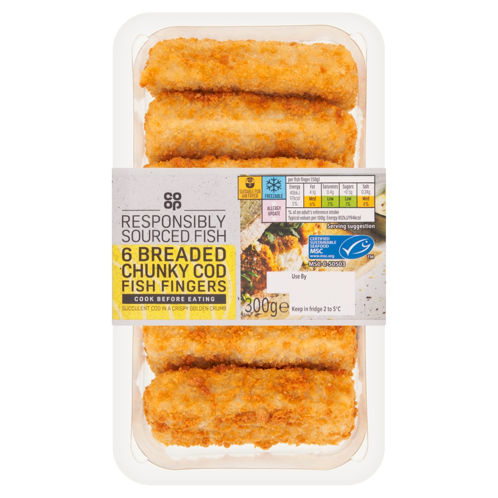 Co-op 6 Breaded Chunky Cod Fish Fingers 300g