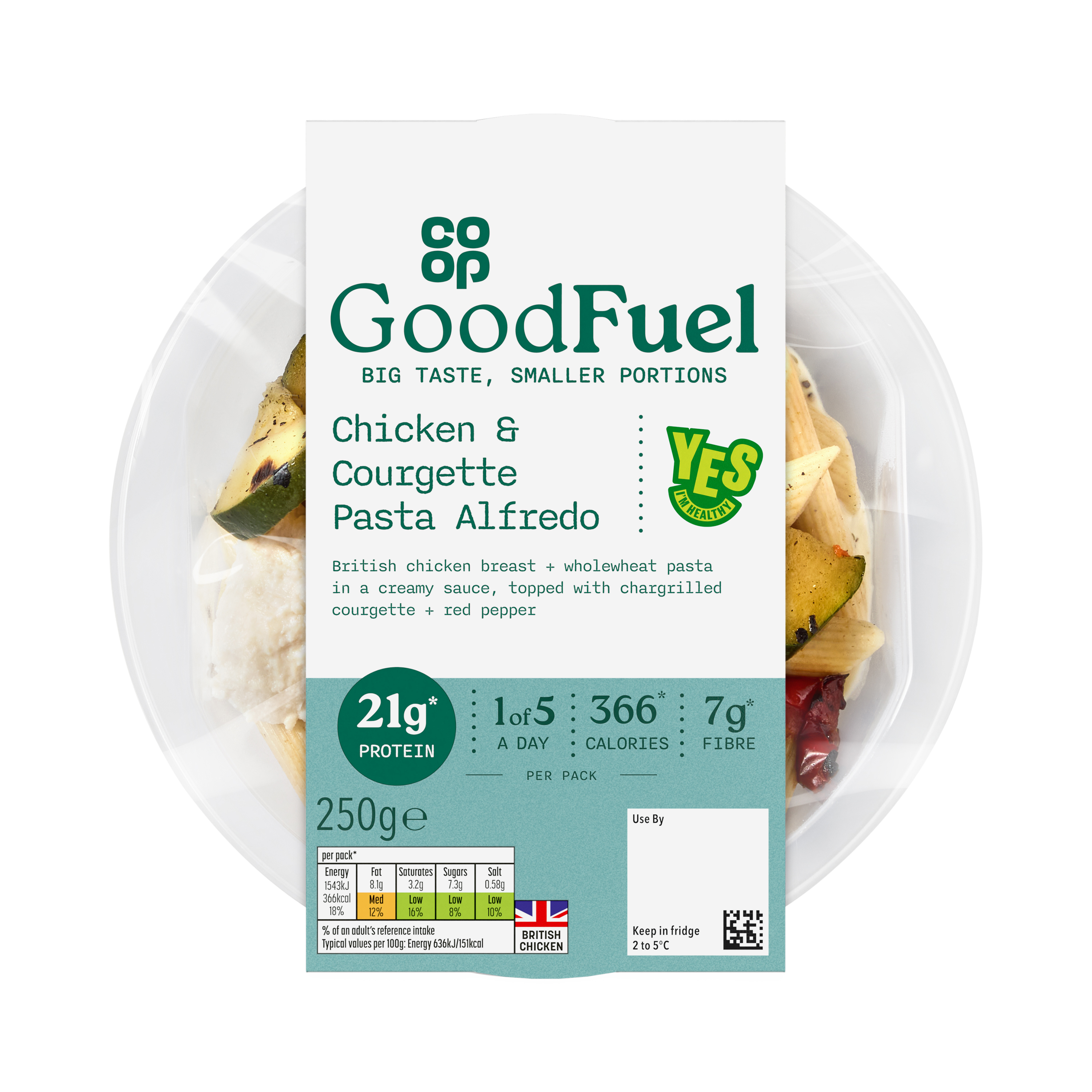 Co-op Good Fuel Chicken & Courgette Pasta Alfredo 250g