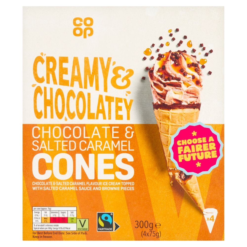 Co-op Chocolate & Salted Caramel Cones 4x140ml
