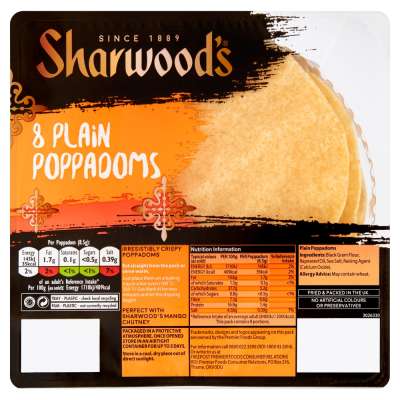 Sharwood's 8 Ready To Eat Poppadoms 72g