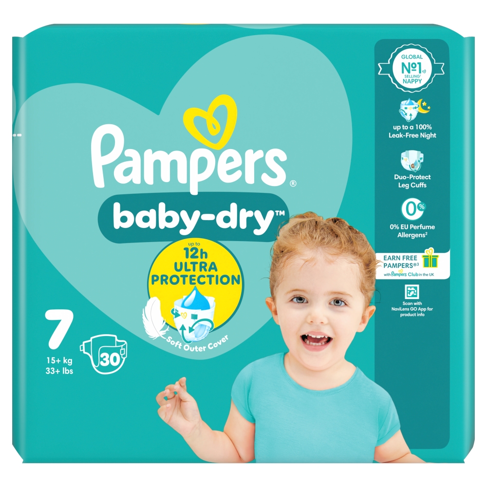 Pampers Baby-Dry Nappies Size 7 Essential 30 Pack