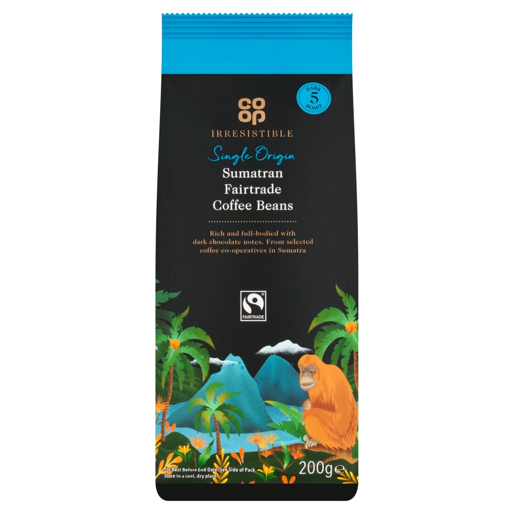 Co-op Irresistible Fairtrade Sumatra Coffe Beans 200G