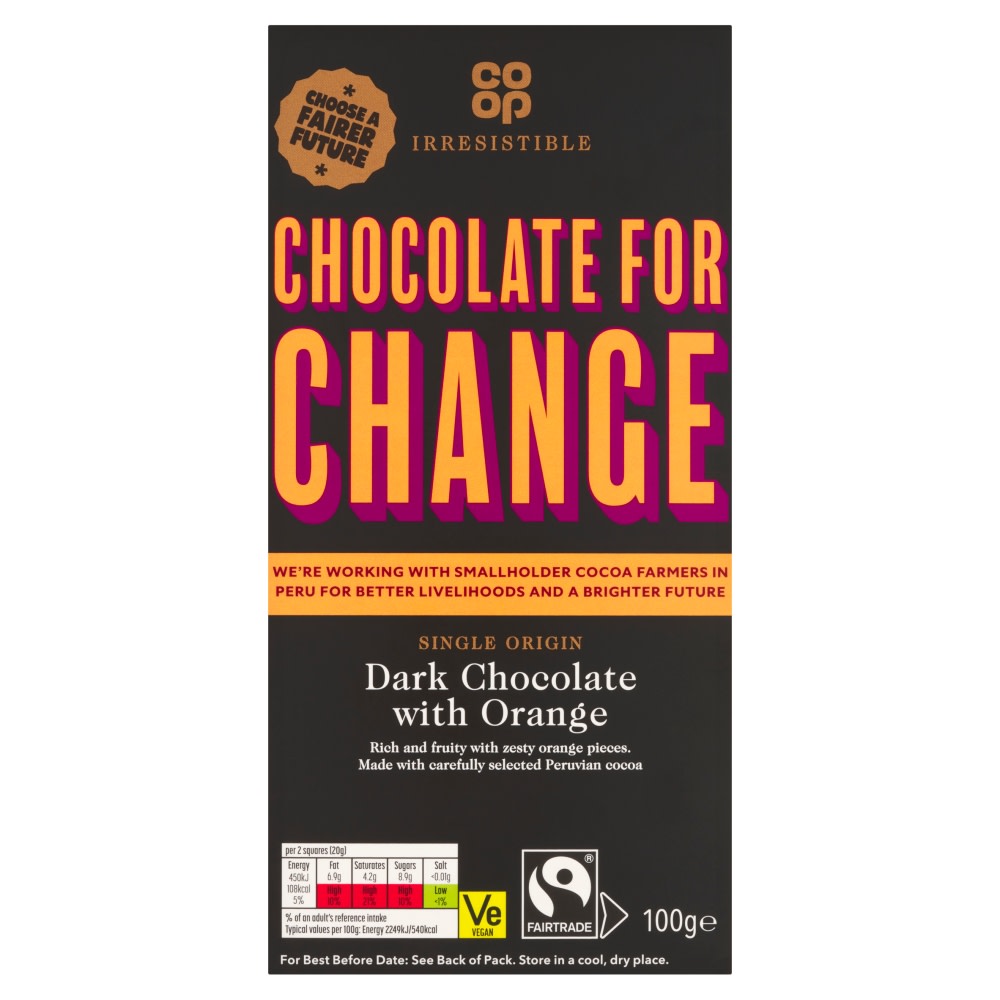 Co-op Irresistible Fairtrade Single Origin Dark 57% Orange 100g