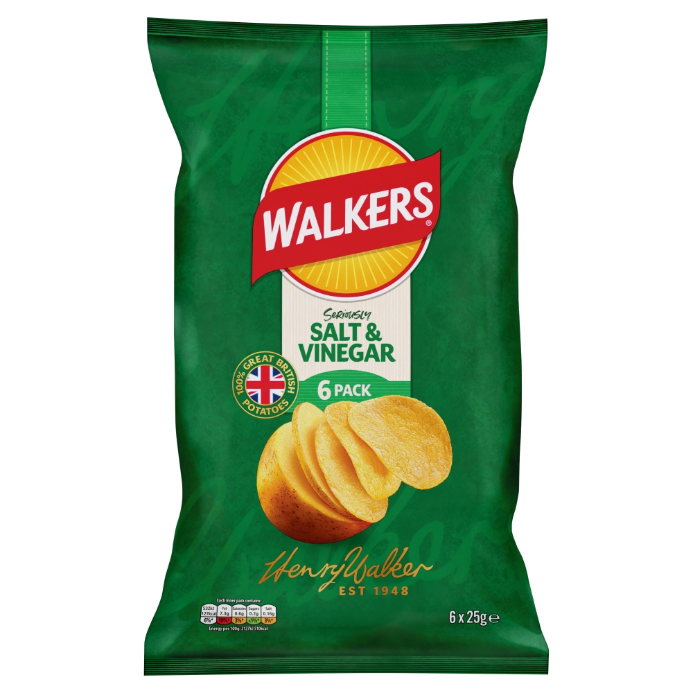  Walkers Salt and Vinegar 6pk