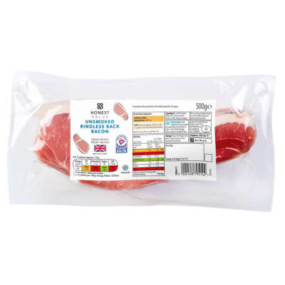 Co-op Honest Value Unsmoked Rindless Back Bacon 500g