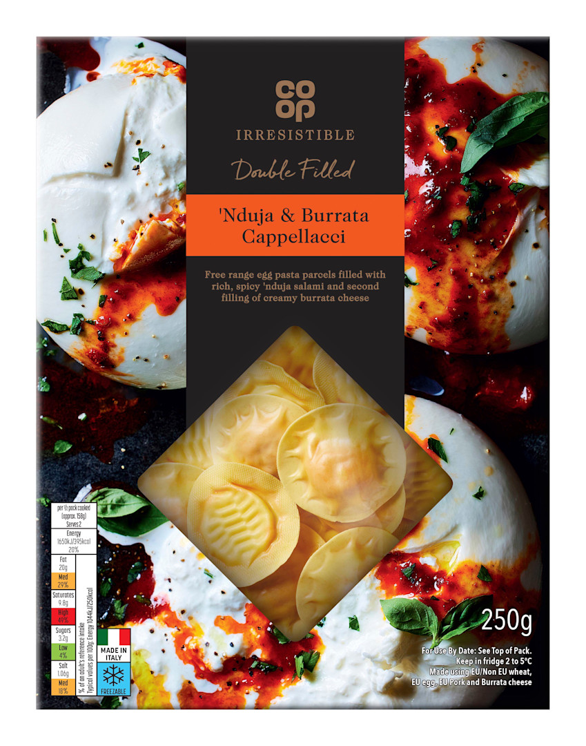 Co-op Irresistible N'duja & Burrata Mezzelune 250g