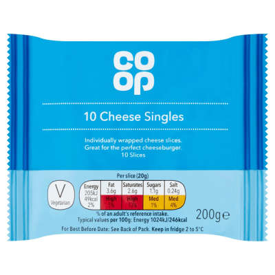 Co-op 10 Cheese Singles 200g
