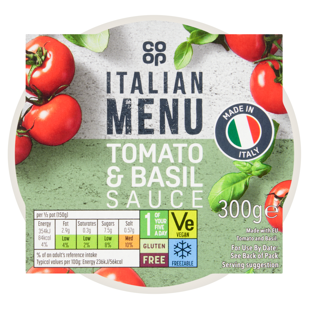 Co-op Fresh Tomato & Basil Pasta Sauce 300g