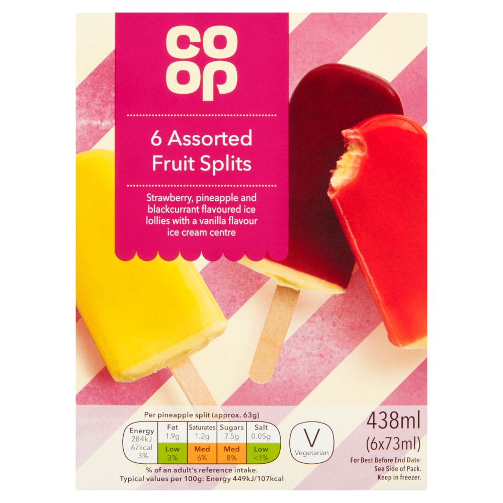 Co-op Assorted Fruit Splits 6 x 73ml