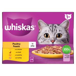 Whiskas 1+ Cat Pouch Poultry Jell 12 x 85g