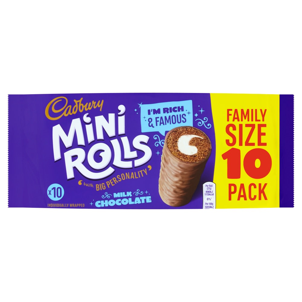 Cadbury Milk Chocolate Caramel Mini Rolls Cakes 10 Pack