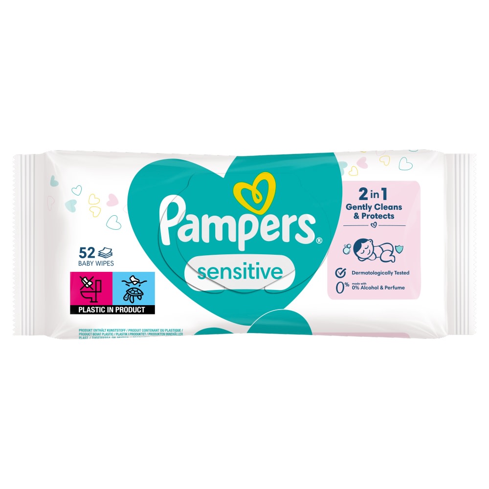 Pampers Sensitive Baby Wipes, 52 Baby Wet Wipes