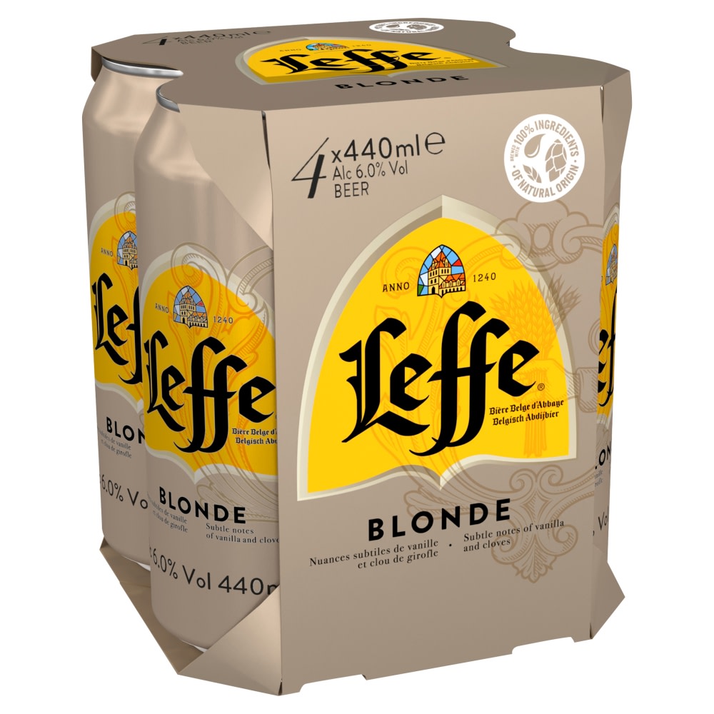 Leffe Blonde Belgian Lager Beer Cans