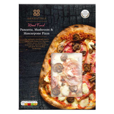 Co-op Irresistible Wood Fired Pancetta, Mushroom and Mascarpone Pizza 497g