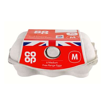Co Op British 6 Medium Free Range Eggs Co Op Co Op British 6 Medium Free Range Eggs Co Op