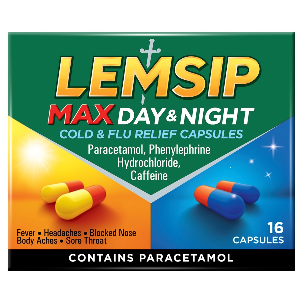 Lemsip Max Day & Night Capsules Paracetamol Cold & Flu