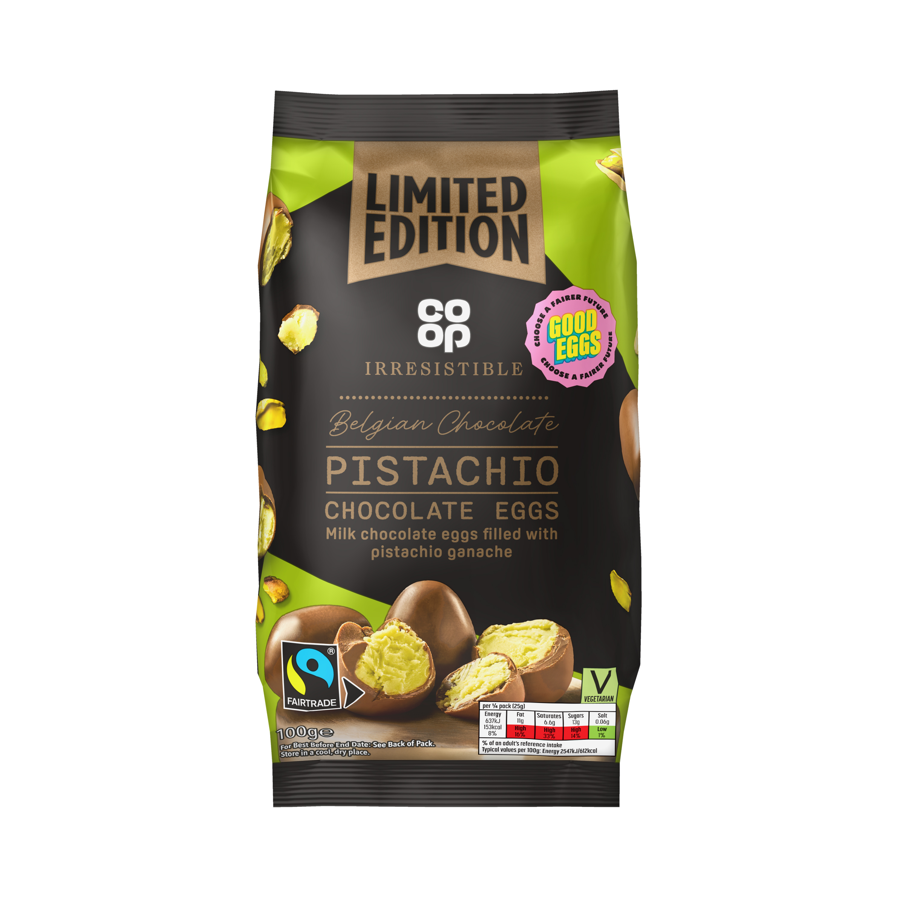 *NEW* Co-op Irresistible Pistachio Crème Filled Milk Chocolate Eggs 100g