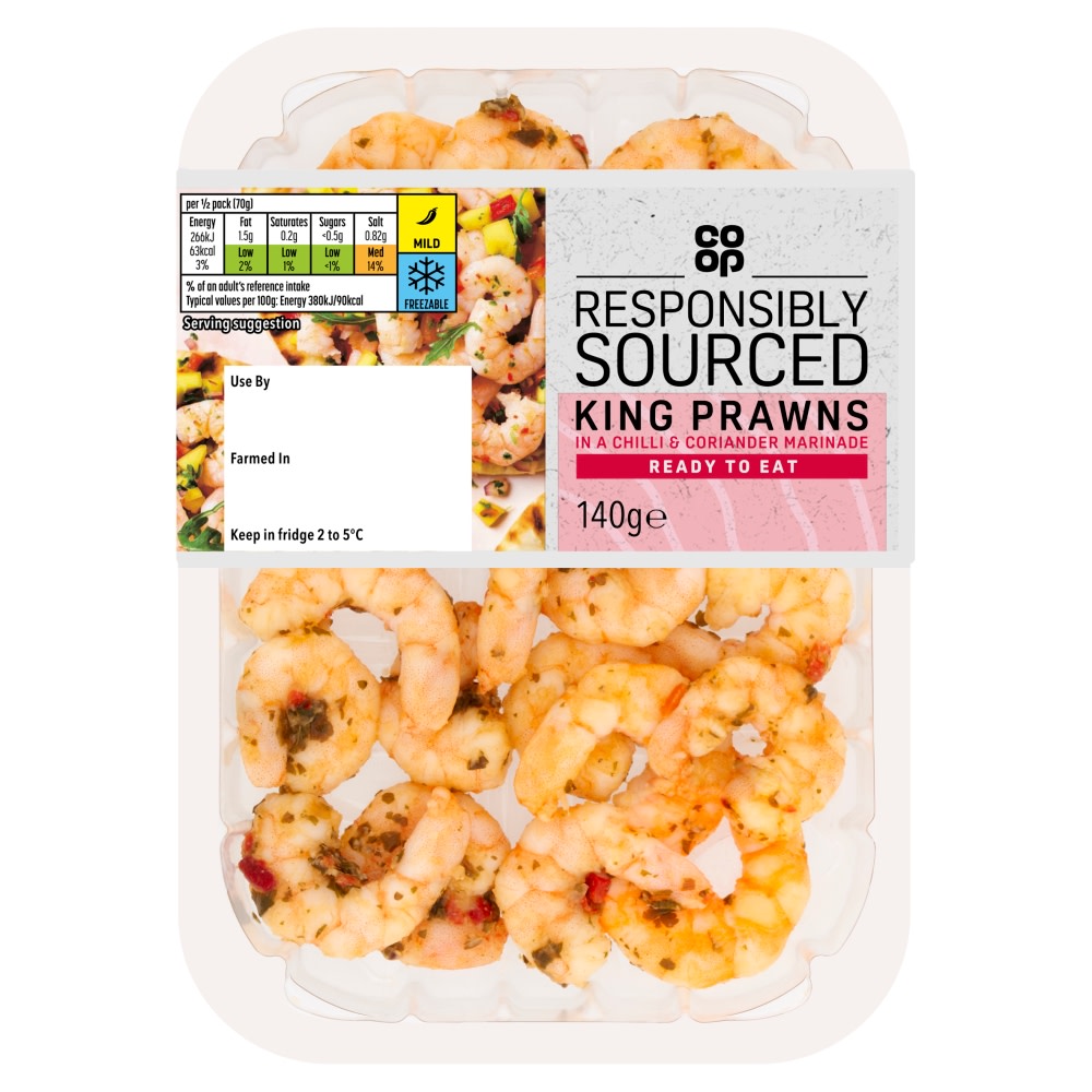 Co-op King Prawns in a Chilli & Coriander Marinade 140g