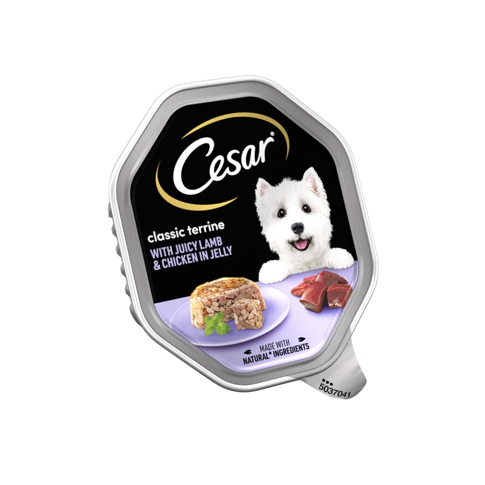 Cesar Classic Terrine with Juicy Lamb and Chicken in Jelly Dog Food Trays 150g