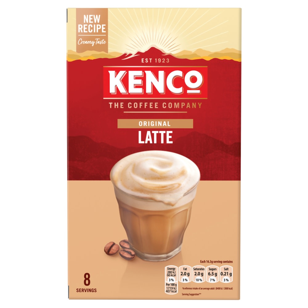 Kenco Classic Chocolate Hazelnut Latte Instant Coffee Sachets x8