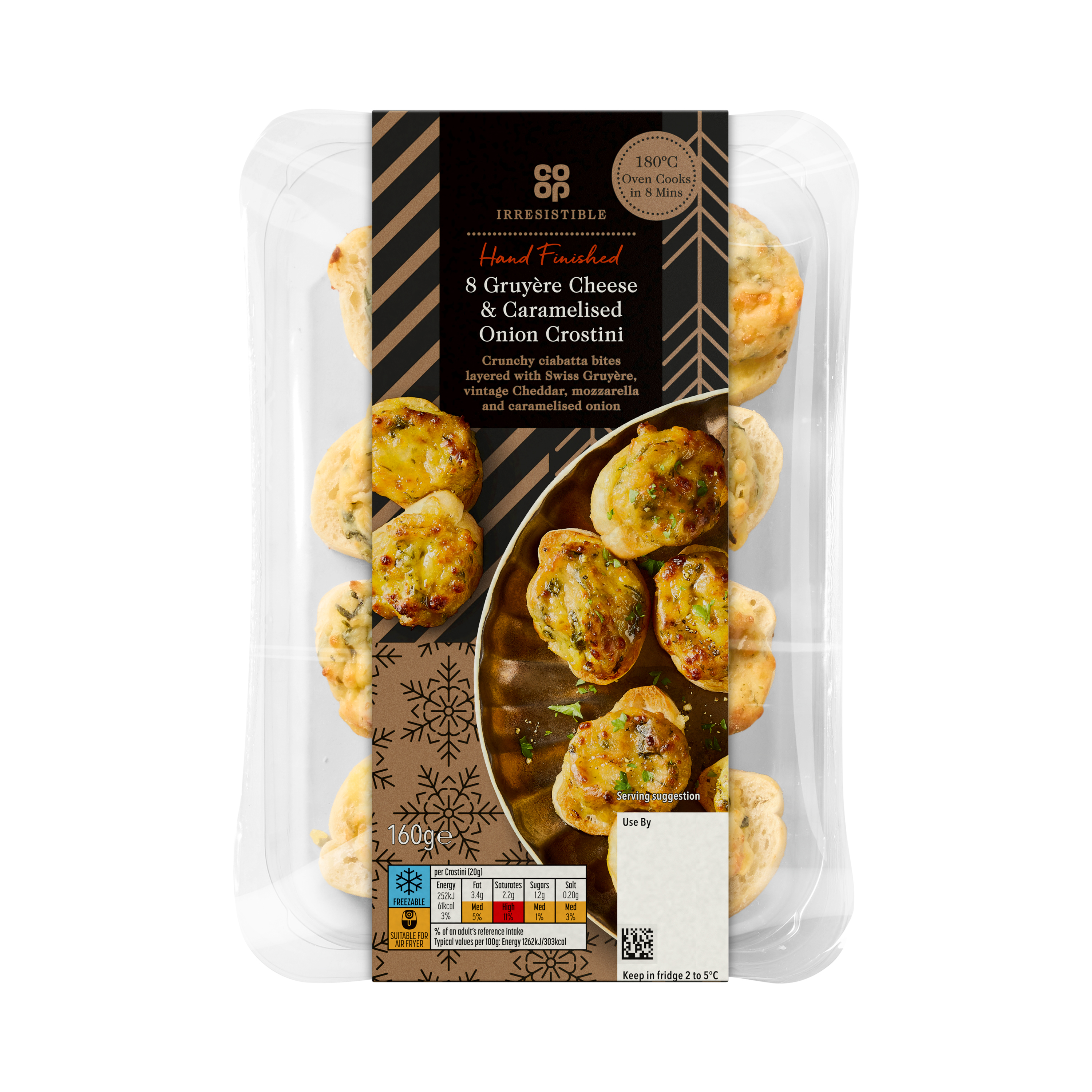 Co-op Irresistible 8 Caramelised Onion and Swiss Gruyere Cheese Crostini 