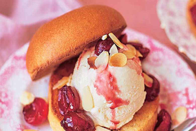 Cherry bakewell ice cream sandwiches