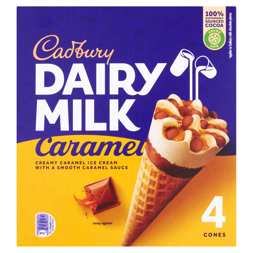 Cadbury Dairy Milk Buttons Ice Cream Cones 4 X 100Ml