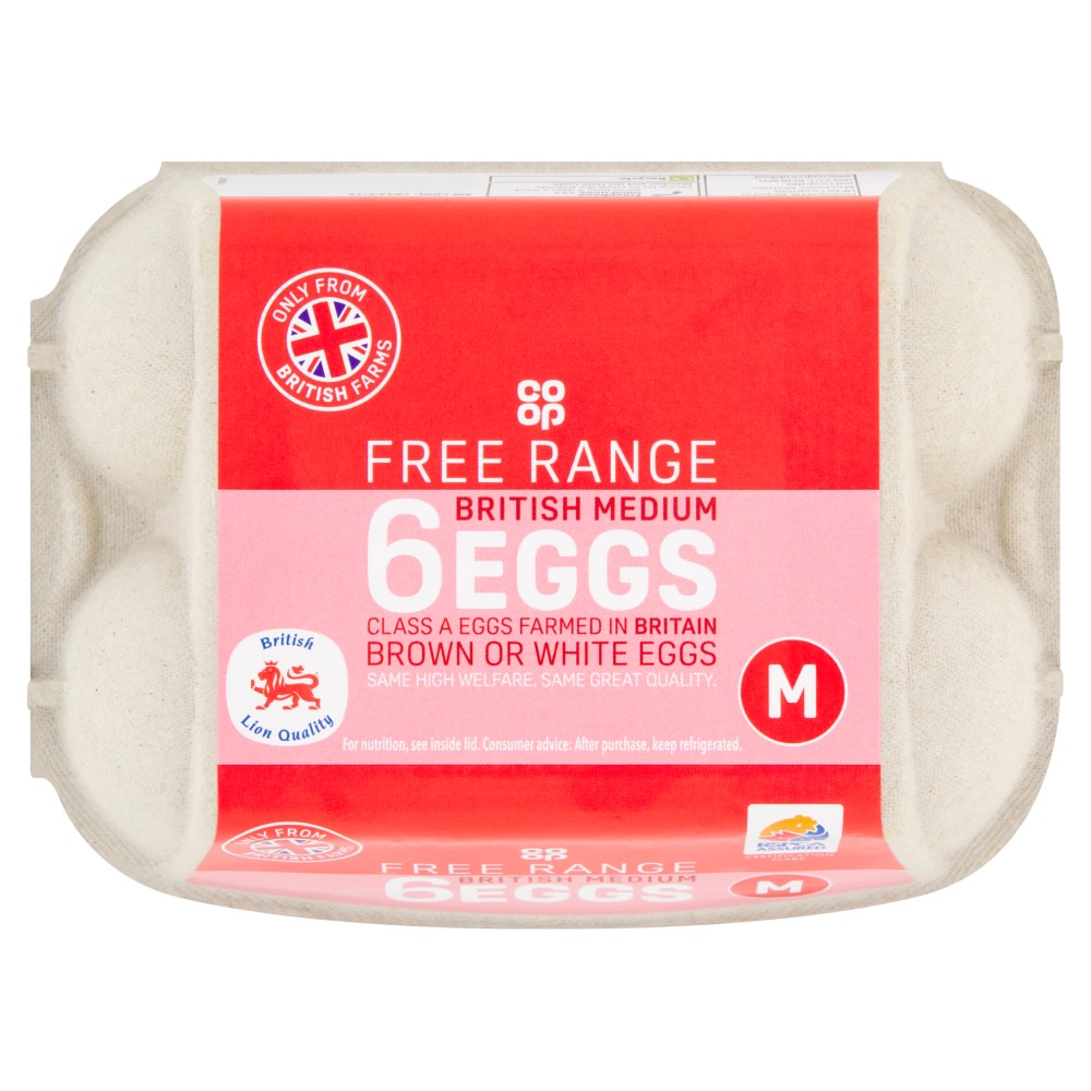 Co-op British Medium Free Range Eggs 6pk