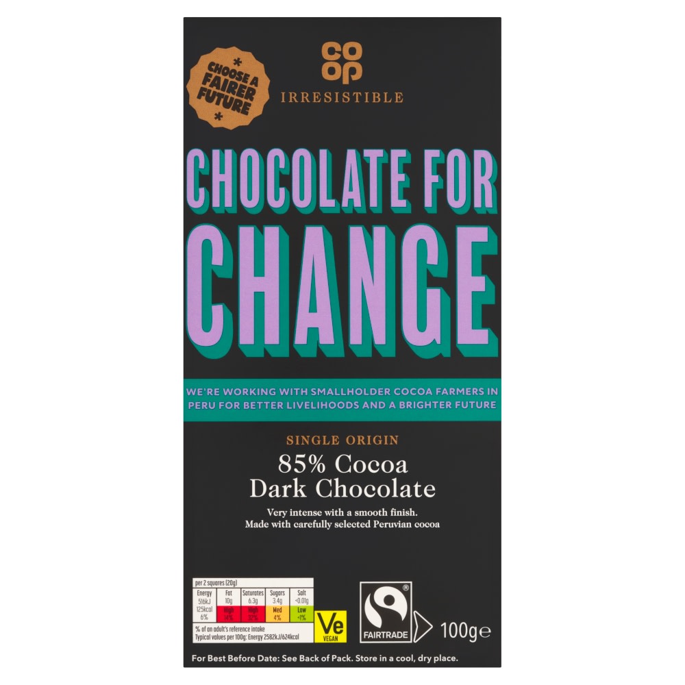 Co-op Irresistible Fairtrade Dark Chocolate 85% 100g