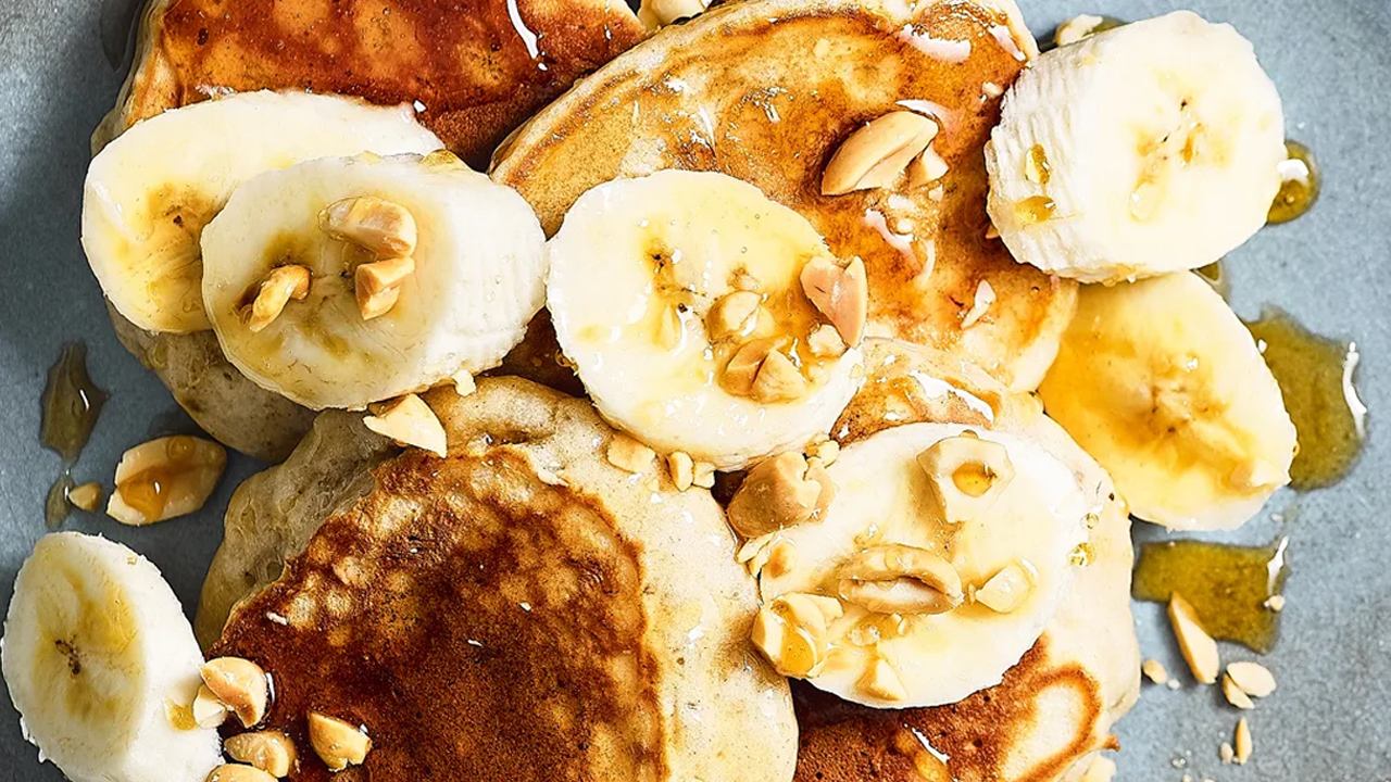 Vegan Banana & salted peanut pancakes
