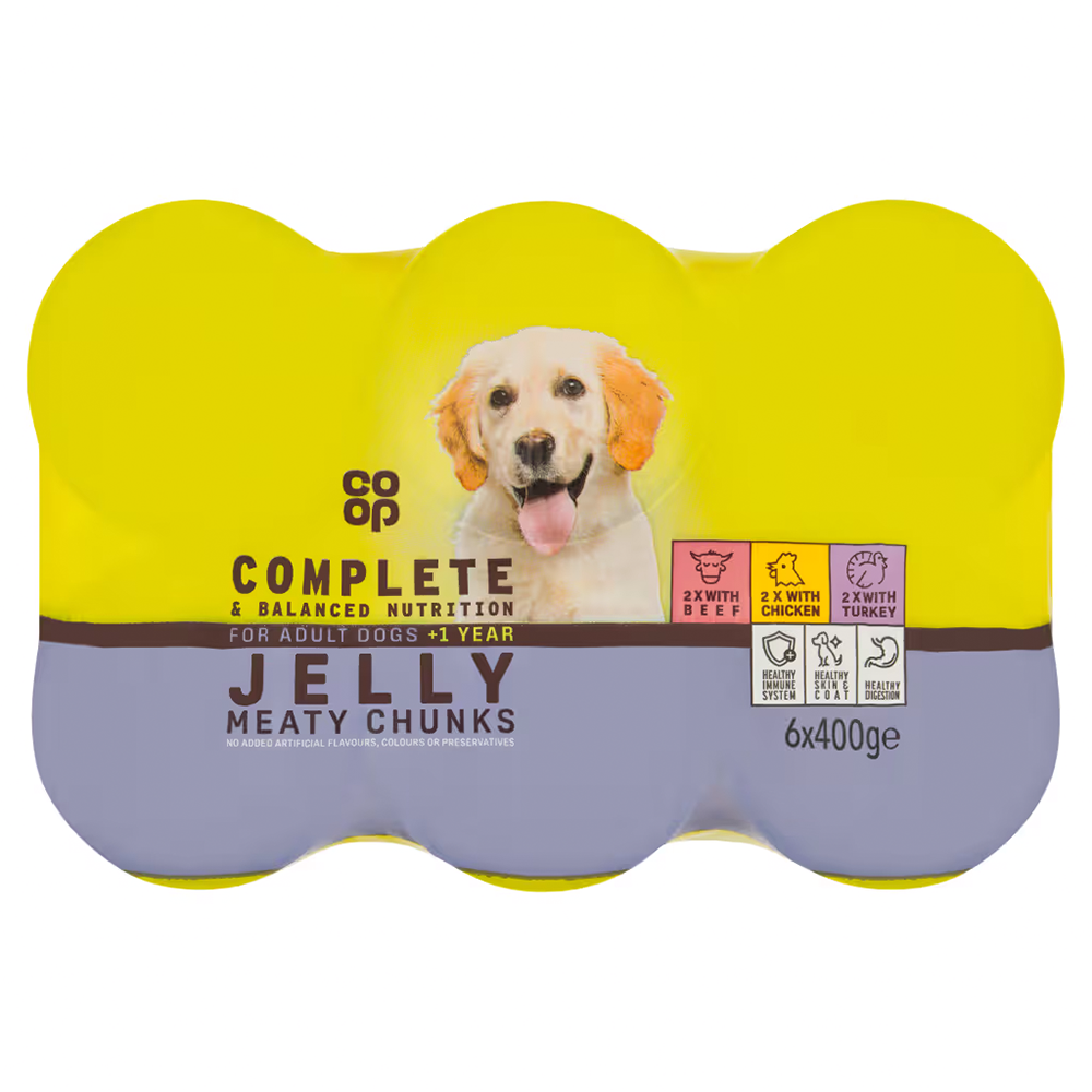 Co-op Jelly Meaty Chunks for Adults Dogs +1yr 6 x 400g