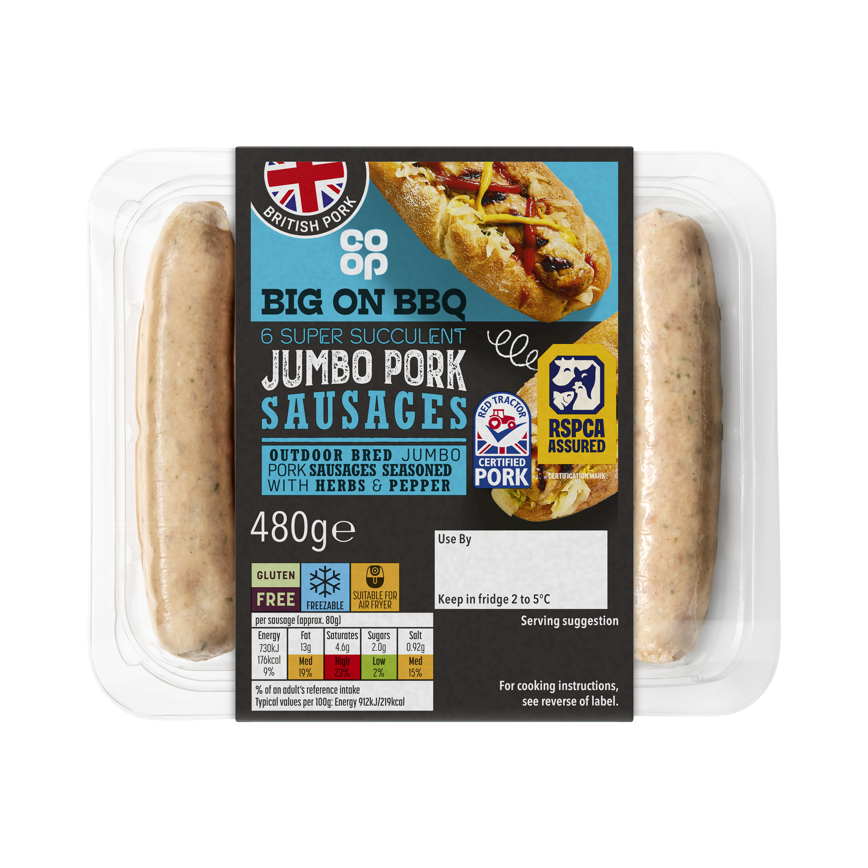 Co-op 6 Jumbo Pork Sausages 510g