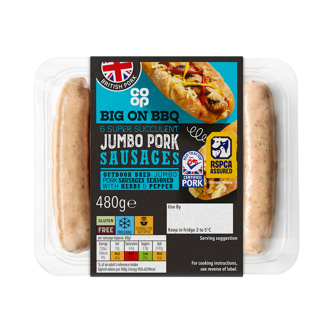 Co-op 6 Jumbo Pork Sausages 510g